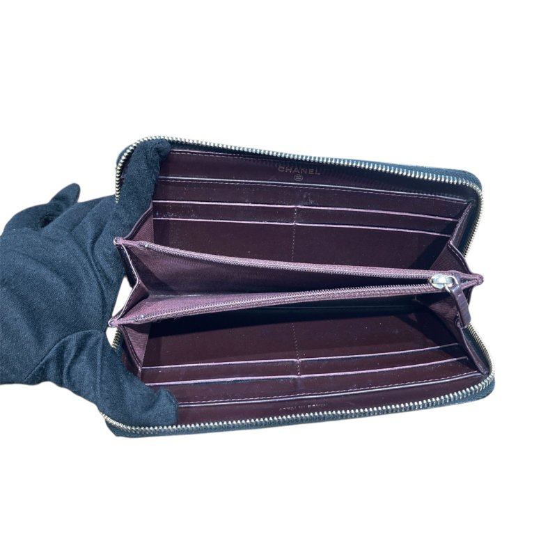 CHANEL 香奈兒 長夾 荔枝牛皮 黑色 金釦-10