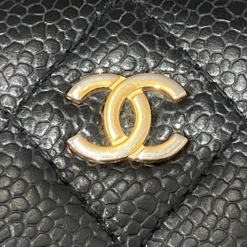 CHANEL 香奈兒 長夾 荔枝牛皮 黑色 金釦-12