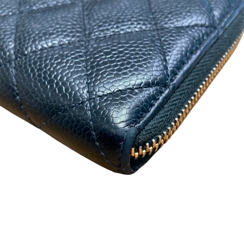 CHANEL 香奈兒 長夾 荔枝牛皮 黑色 金釦-7