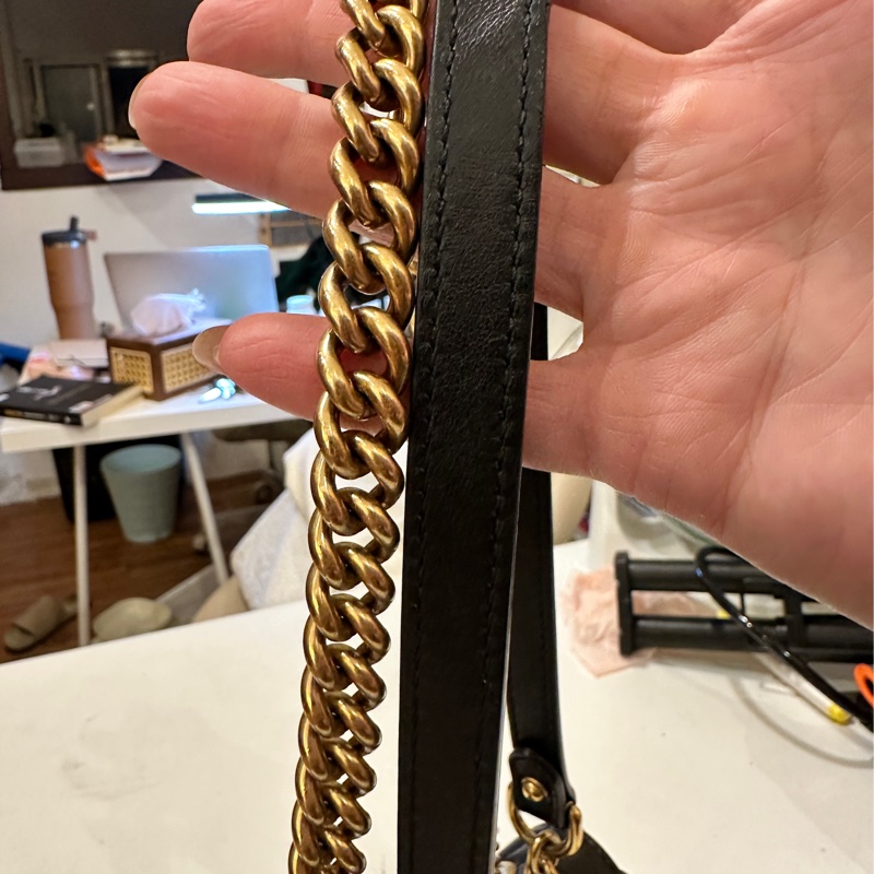 Gucci 古馳 GG Marmont 牛皮手提肩背包經典黑金-27