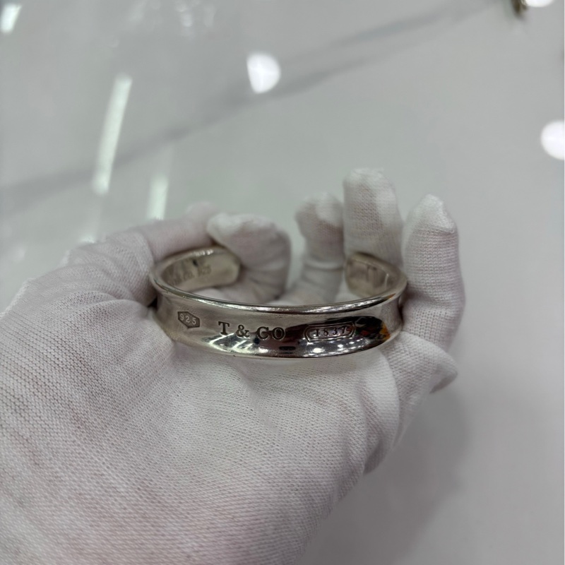 Tiffany&co .#蒂芙尼1837系列寬版925厚銀開口手鐲 重42.3g 條寬11.5mm-1