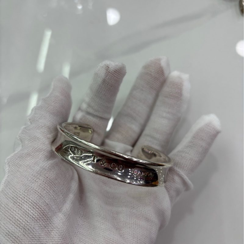 Tiffany&co .#蒂芙尼1837系列寬版925厚銀開口手鐲 重42.3g 條寬11.5mm-2