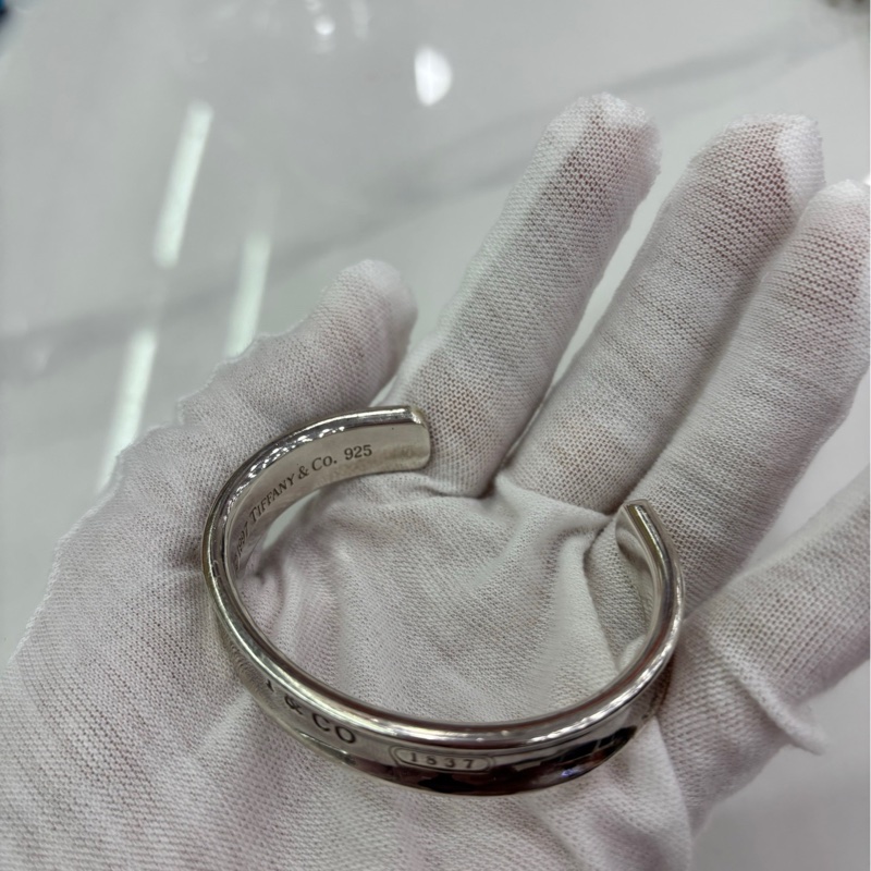 Tiffany&co .#蒂芙尼1837系列寬版925厚銀開口手鐲 重42.3g 條寬11.5mm-3