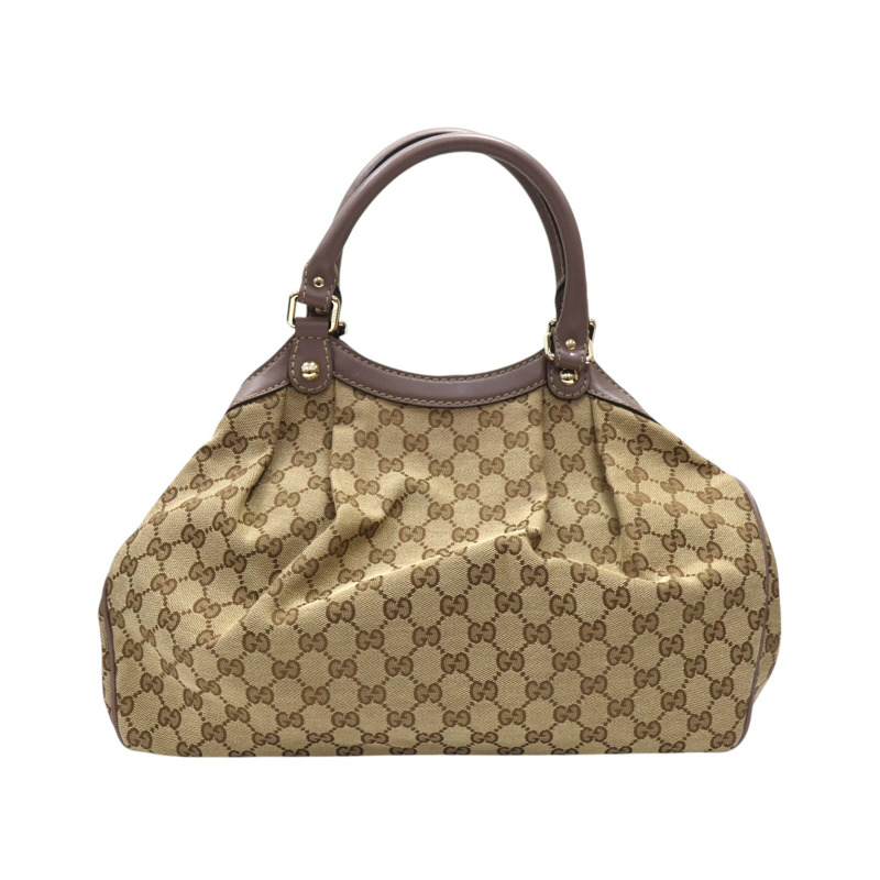 棕色 GG帆布 紫色牛皮 手提包【GUCCI 古馳】 211944-1