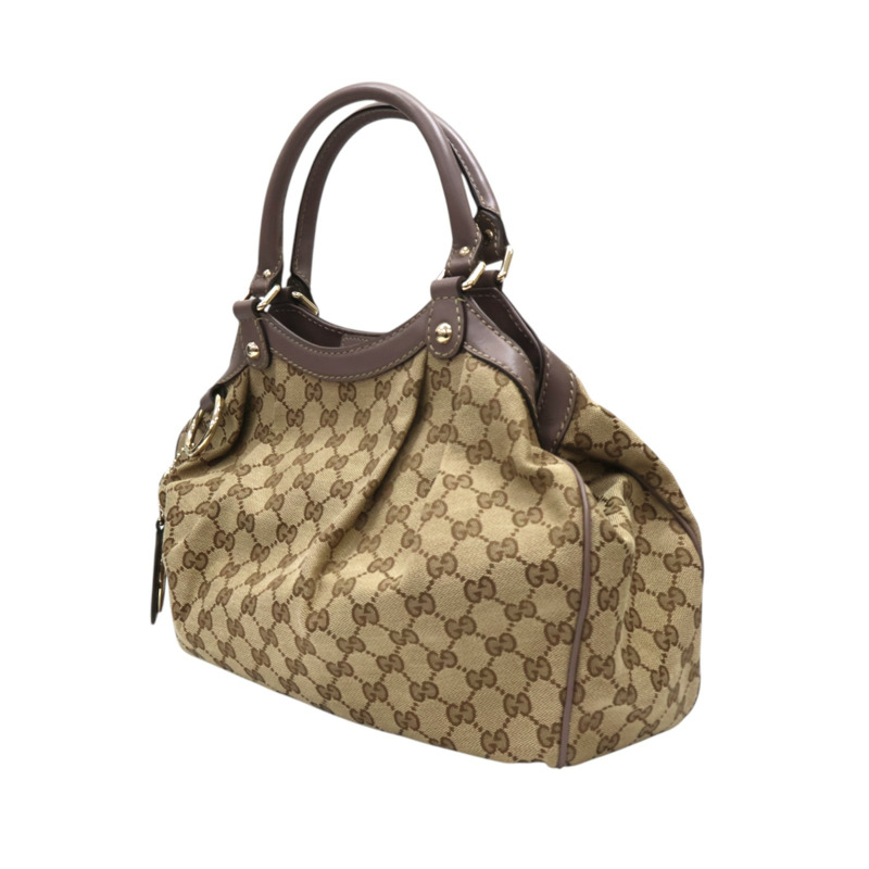 棕色 GG帆布 紫色牛皮 手提包【GUCCI 古馳】 211944-2