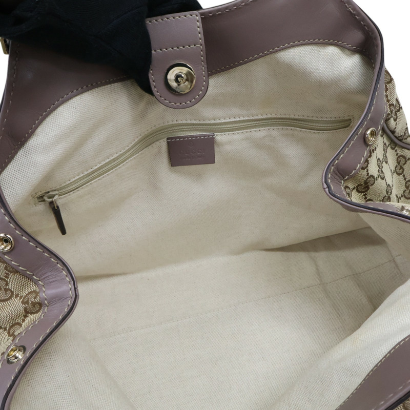 棕色 GG帆布 紫色牛皮 手提包【GUCCI 古馳】 211944-4