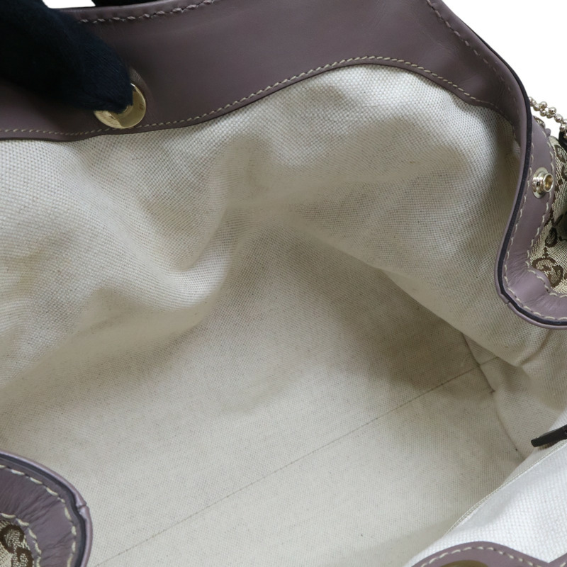棕色 GG帆布 紫色牛皮 手提包【GUCCI 古馳】 211944-5