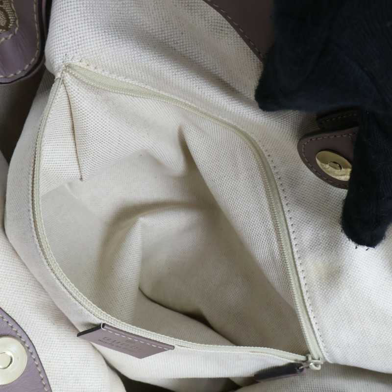 棕色 GG帆布 紫色牛皮 手提包【GUCCI 古馳】 211944-6