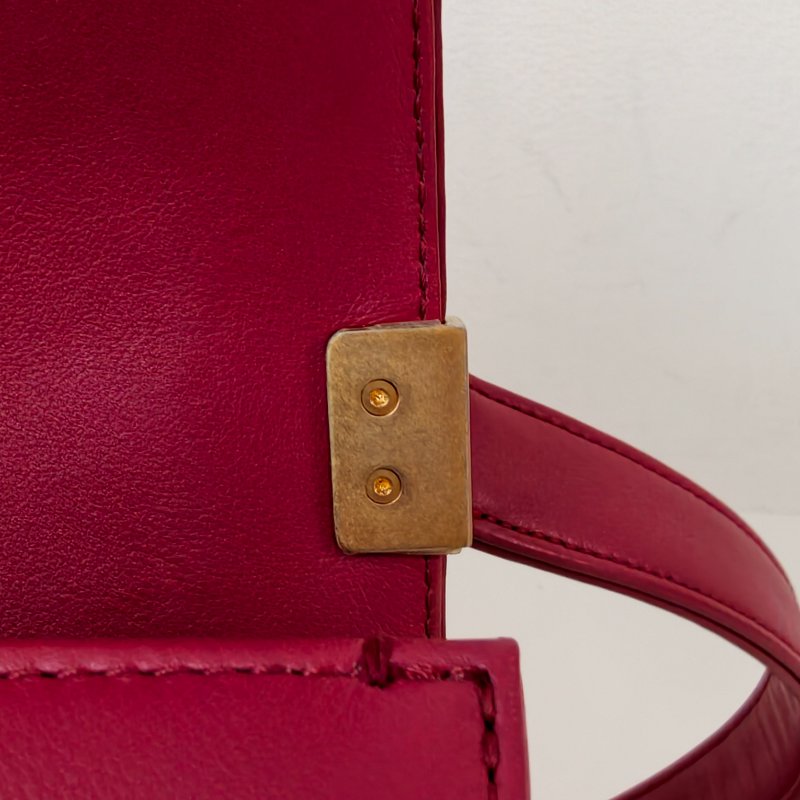 香奈兒/Chanel leboy 口蓋包 紅色中號小牛皮與金色金屬 29開 尺寸:15.0 × 25 × 9.0 年份2019年 98新-25