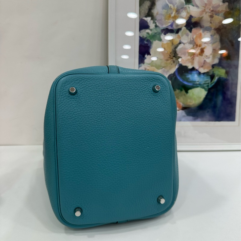 Hermes 愛馬仕 picotin22 菜籃22馬卡龍藍銀扣TC皮T刻-5