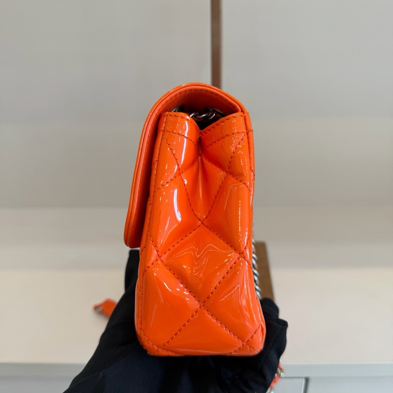 Chanel 香奈兒 馬卡龍漆皮cf大mini 口蓋包 20開 22x6x12cm-4