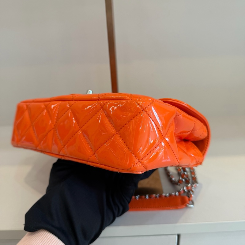 Chanel 香奈兒 馬卡龍漆皮cf大mini 口蓋包 20開 22x6x12cm-6