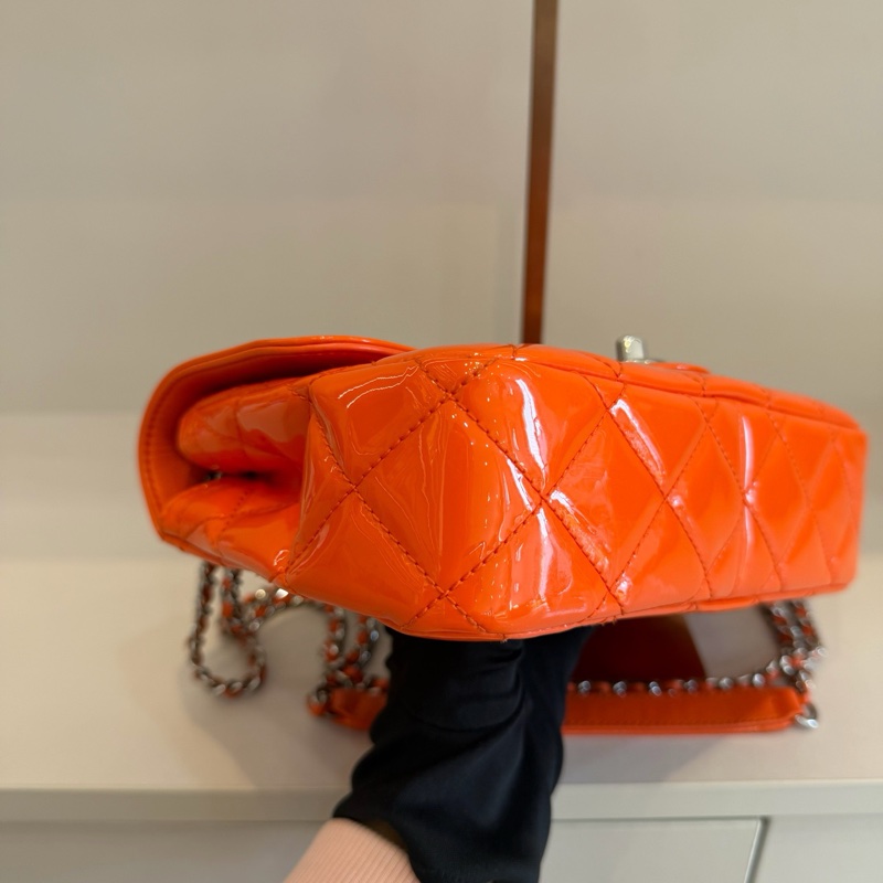 Chanel 香奈兒 馬卡龍漆皮cf大mini 口蓋包 20開 22x6x12cm-7