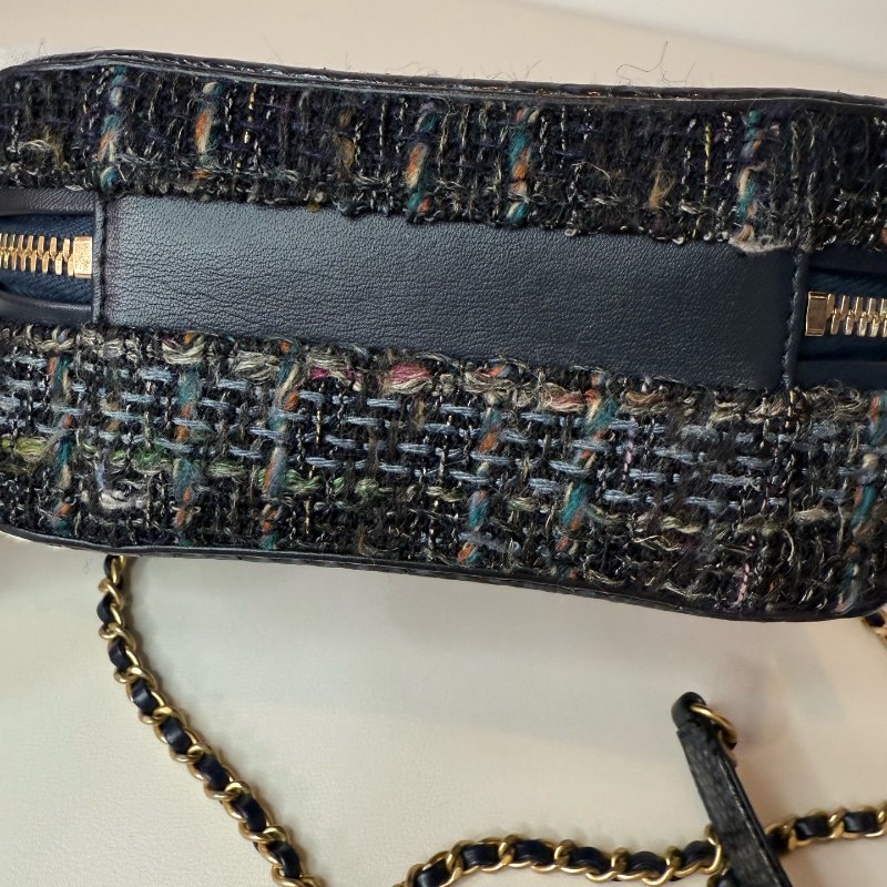 # 繁體中文版 Chanel 香奈兒 FILIGREE 毛呢編織拼蛇皮相機包 小號 26開 有卡 2018年 尺寸 長寬高17*13*7cm 附件:卡、鎖、鑰匙、塵袋-9