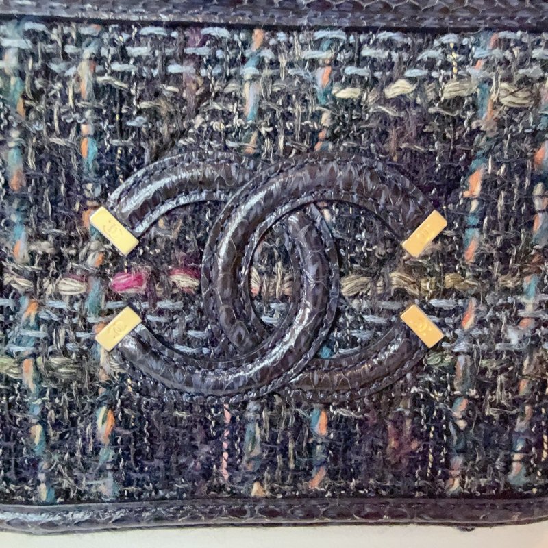 # 繁體中文版 Chanel 香奈兒 FILIGREE 毛呢編織拼蛇皮相機包 小號 26開 有卡 2018年 尺寸 長寬高17*13*7cm 附件:卡、鎖、鑰匙、塵袋-22