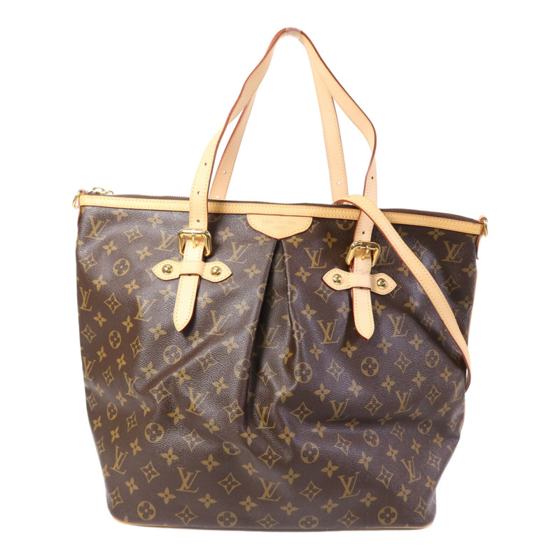 LOUIS VUITTON Monogram Palermo GM金扣手挽肩背兩用袋棕色-0