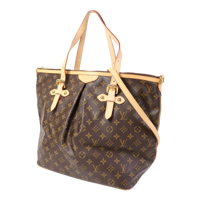 LOUIS VUITTON Monogram Palermo GM金扣手挽肩背兩用袋棕色-2