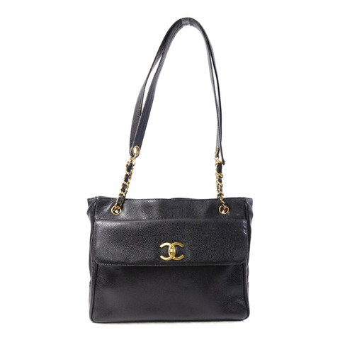 CHANEL 牛皮皮革Vintage Shoulder Tote金扣鏈帶肩背袋