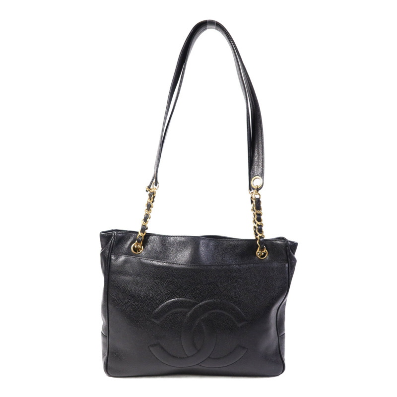 CHANEL 牛皮皮革Vintage Shoulder Tote金扣鏈帶肩背袋-1