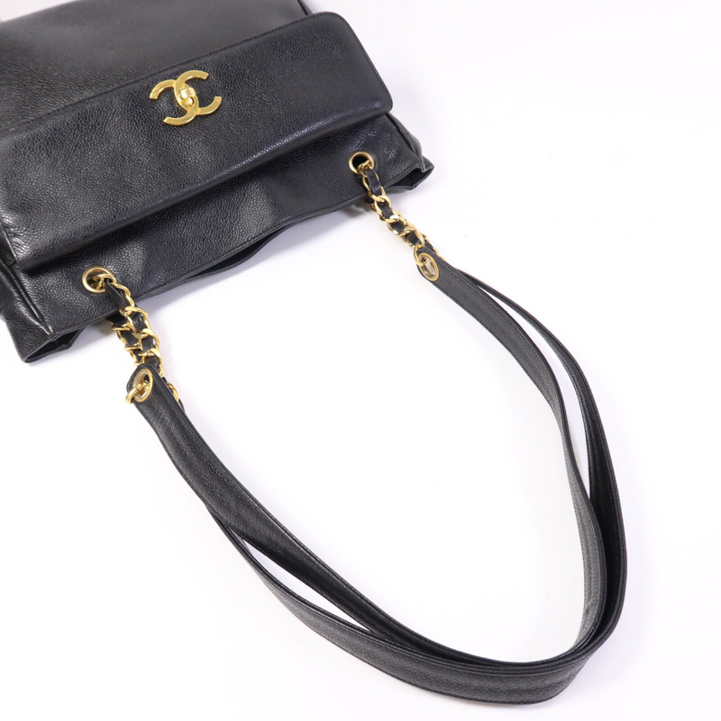 CHANEL 牛皮皮革Vintage Shoulder Tote金扣鏈帶肩背袋-8