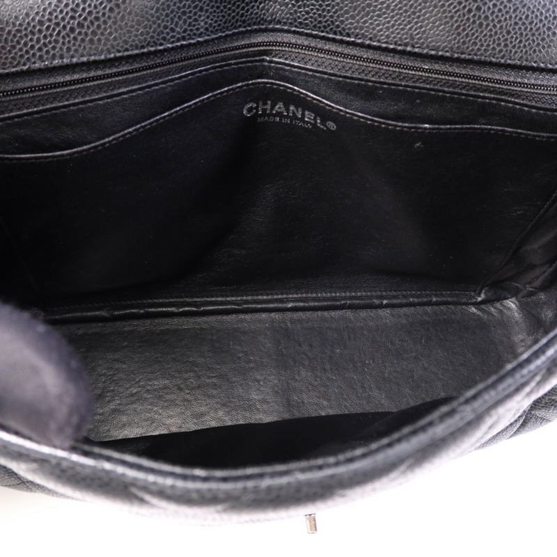 CHANEL 牛皮皮革Large Classic銀扣鏈帶肩背袋-4