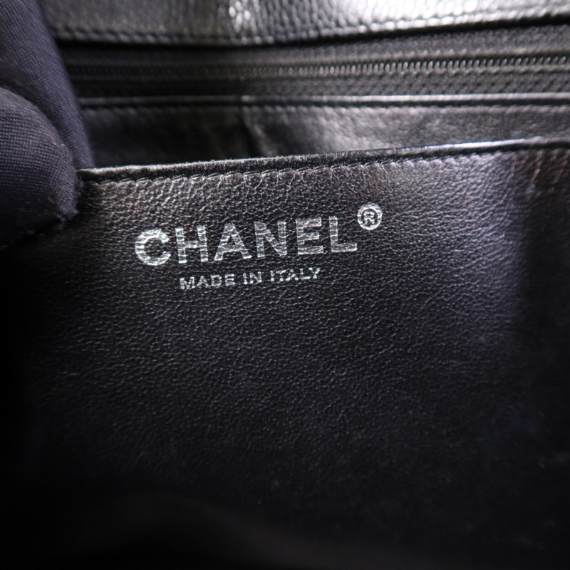 CHANEL 牛皮皮革Large Classic銀扣鏈帶肩背袋-5