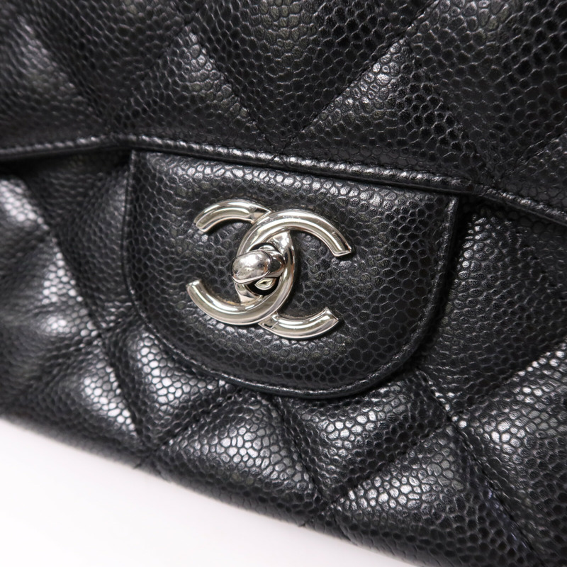 CHANEL 牛皮皮革Large Classic銀扣鏈帶肩背袋-6