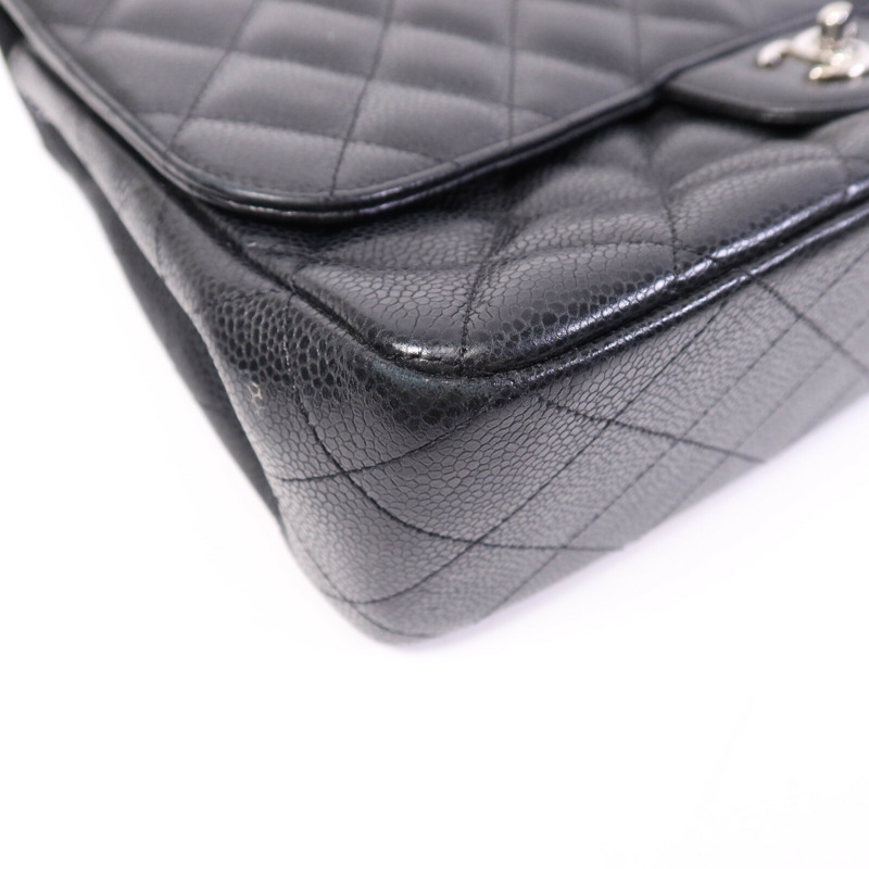 CHANEL 牛皮皮革Large Classic銀扣鏈帶肩背袋-10