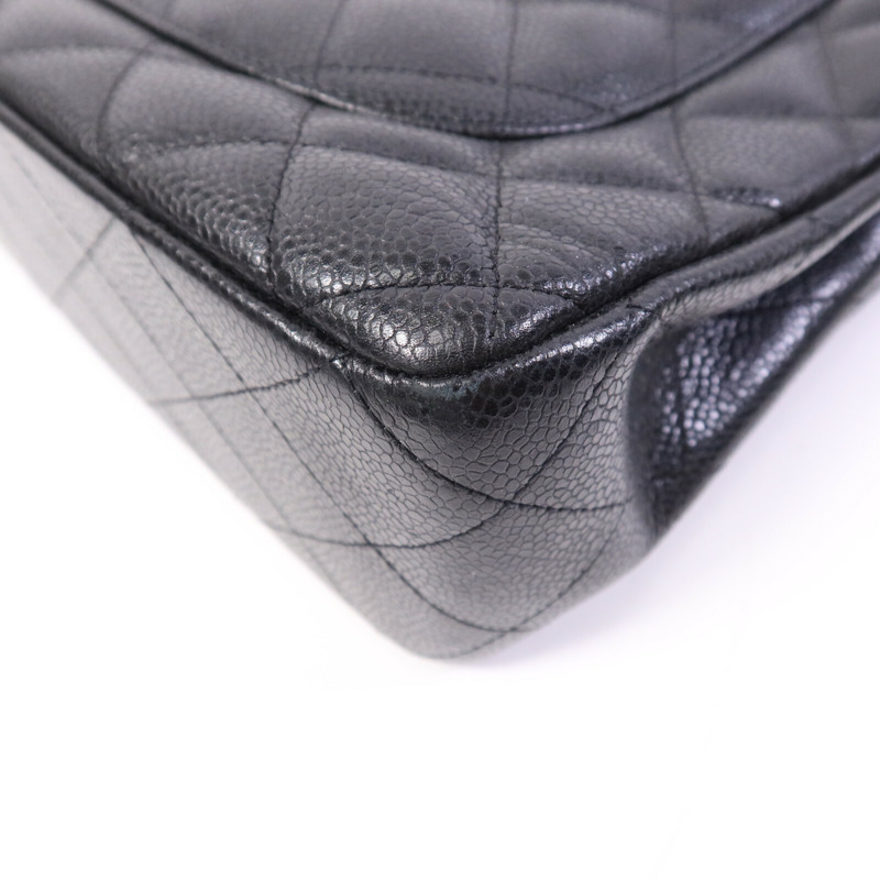 CHANEL 牛皮皮革Large Classic銀扣鏈帶肩背袋-11