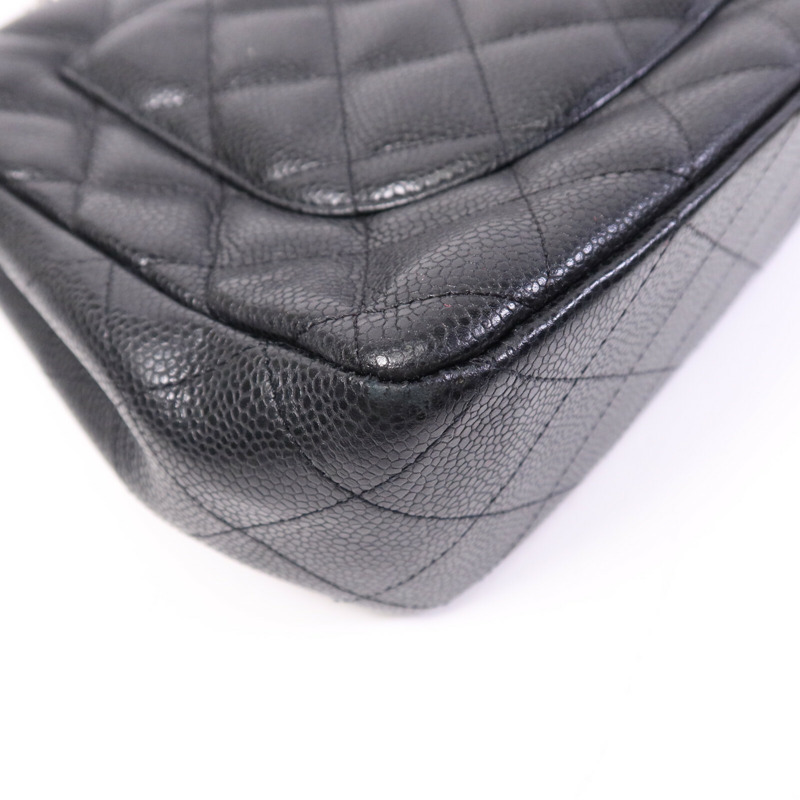 CHANEL 牛皮皮革Large Classic銀扣鏈帶肩背袋-12