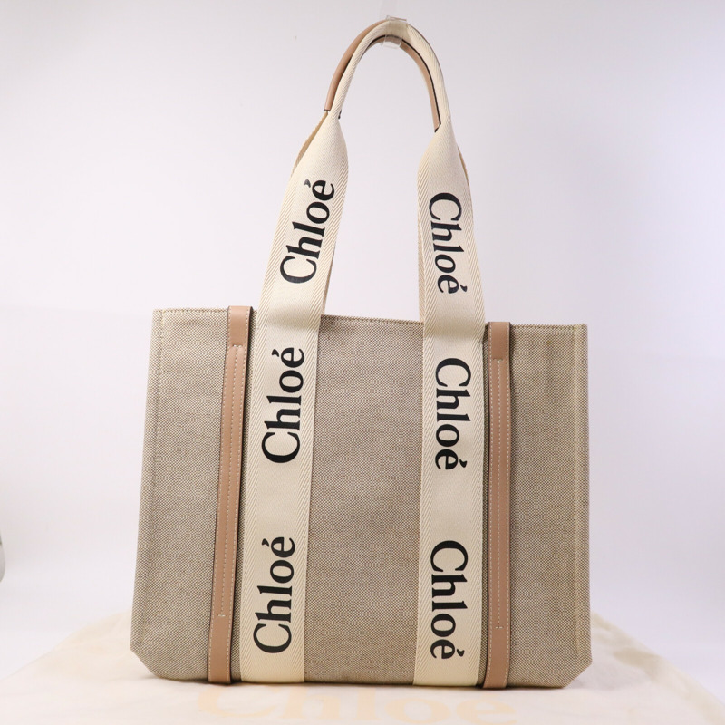 Chloe 帆布Woody Tote Medium肩背袋-8