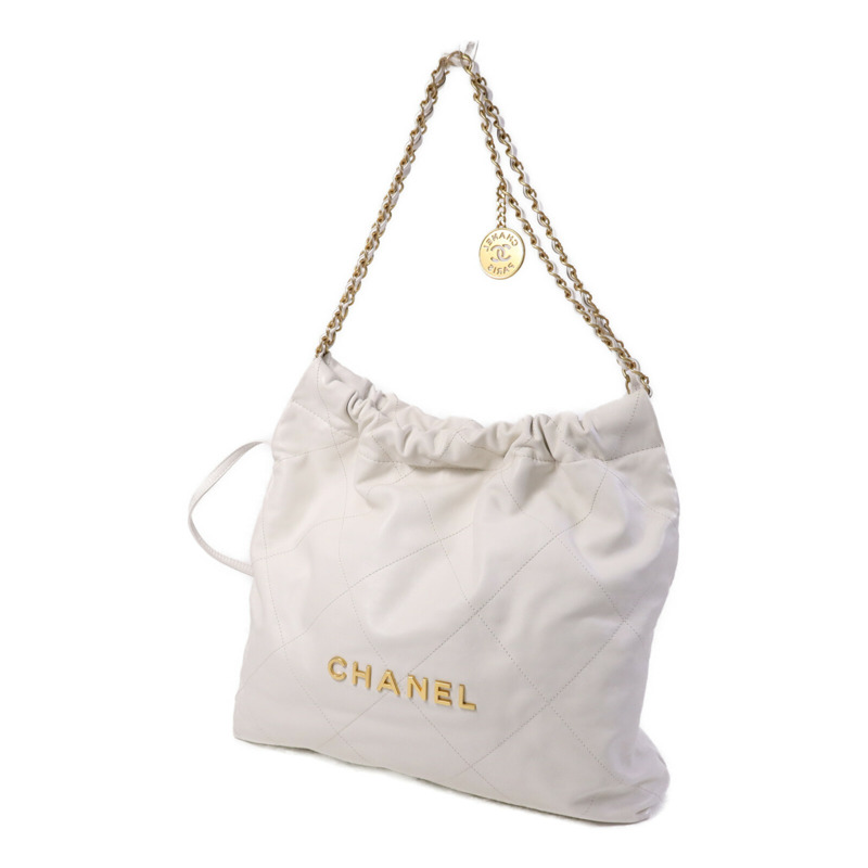 CHANEL 牛皮皮革Chanel 22金扣鏈帶肩背袋-2