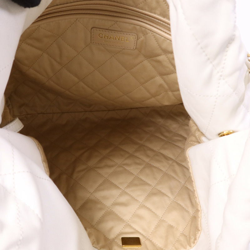 CHANEL 牛皮皮革Chanel 22金扣鏈帶肩背袋-4