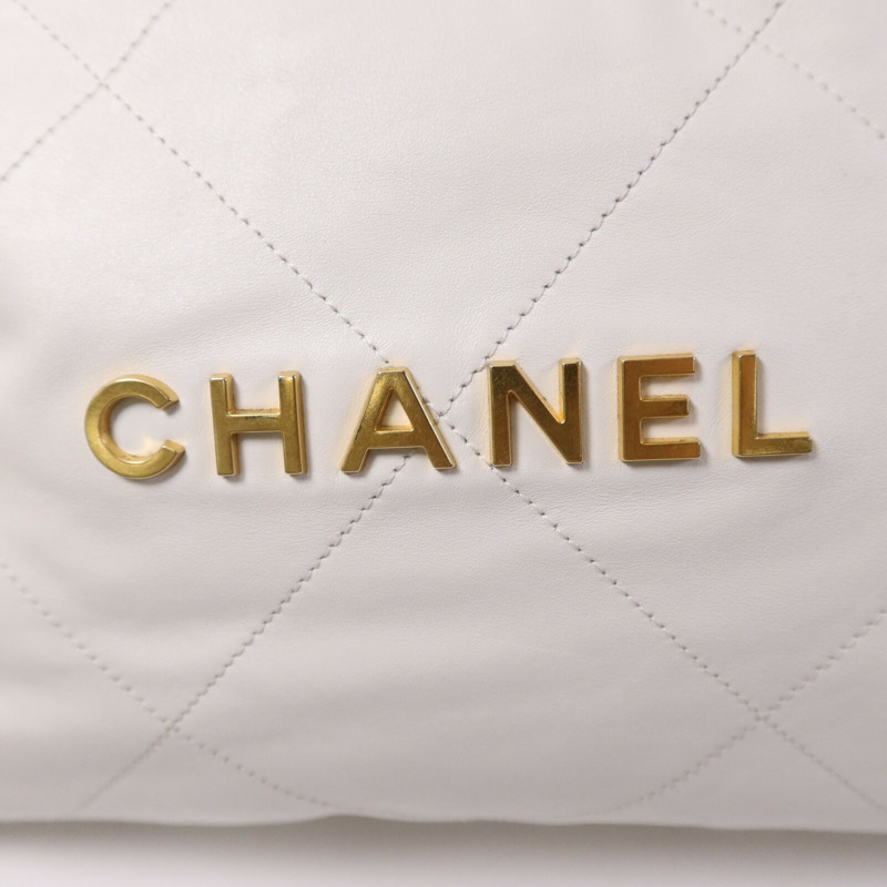 CHANEL 牛皮皮革Chanel 22金扣鏈帶肩背袋-14