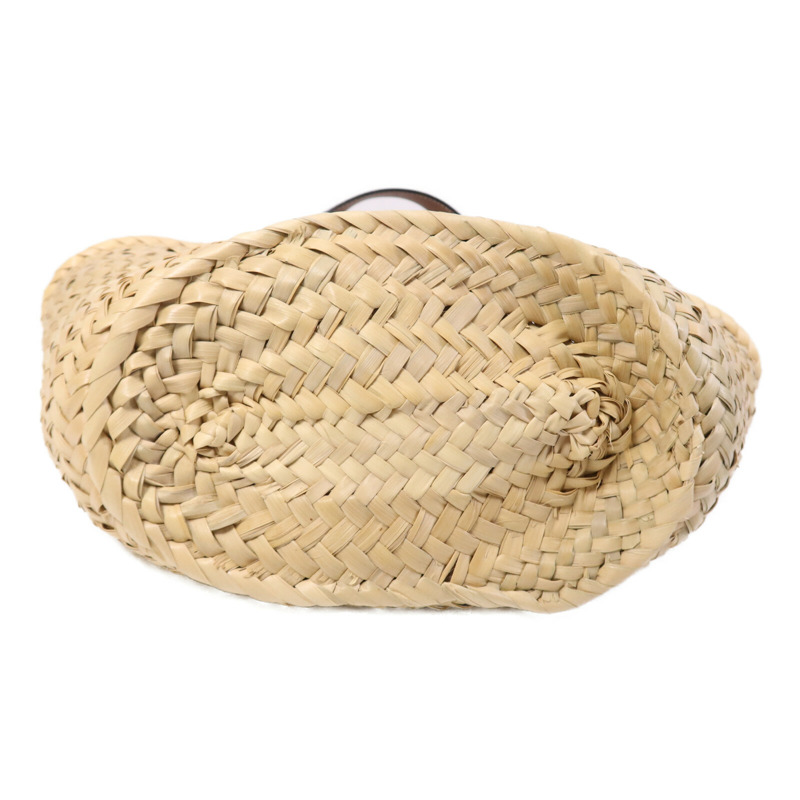 LOEWE 牛皮皮革/藤料Basket Bag銀扣肩背袋-3