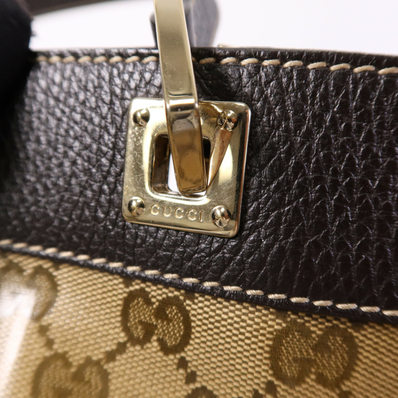 GUCCI 塗層帆布Tote Bag金扣手挽袋-6