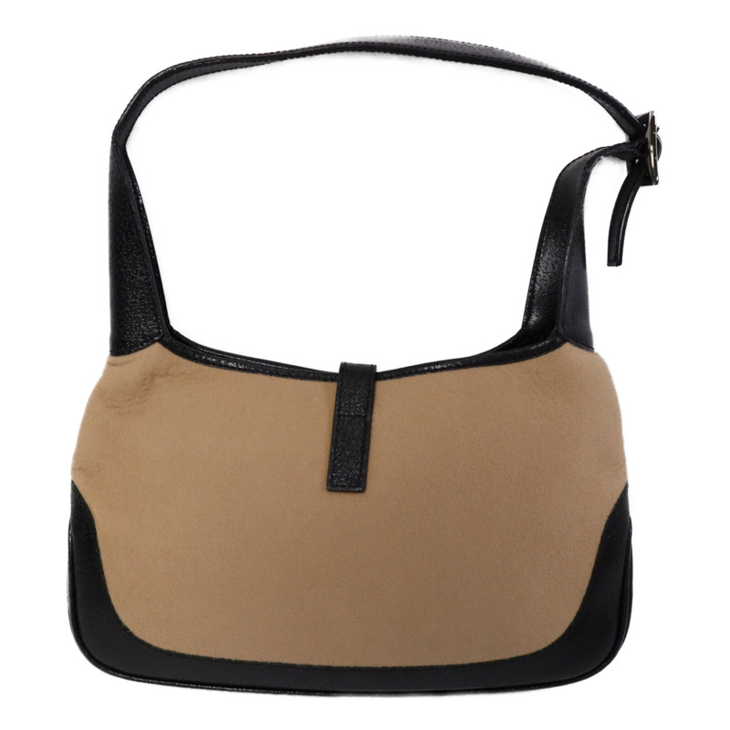 GUCCI 帆布/牛皮皮革Jackie銀扣肩背袋-1