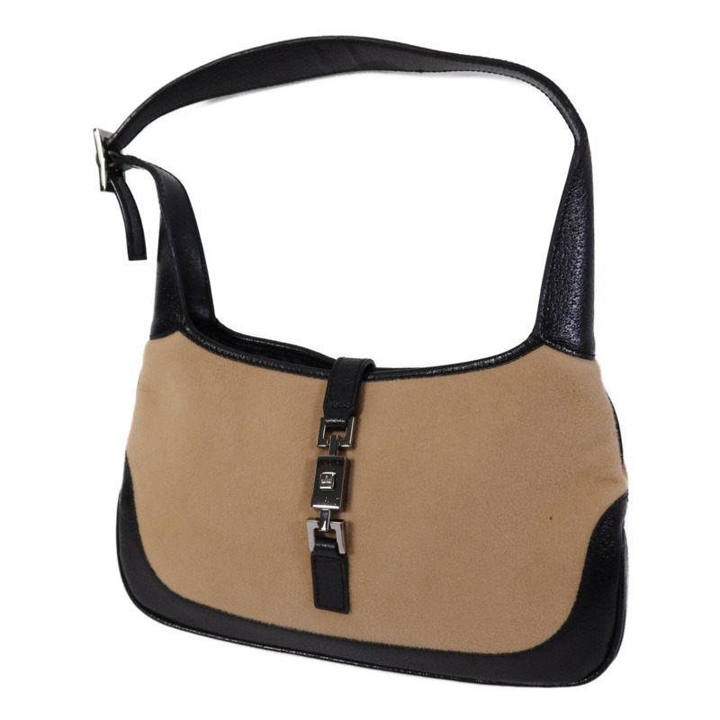 GUCCI 帆布/牛皮皮革Jackie銀扣肩背袋-2