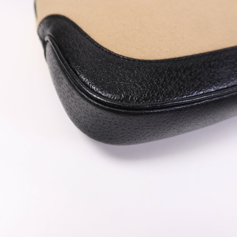 GUCCI 帆布/牛皮皮革Jackie銀扣肩背袋-10