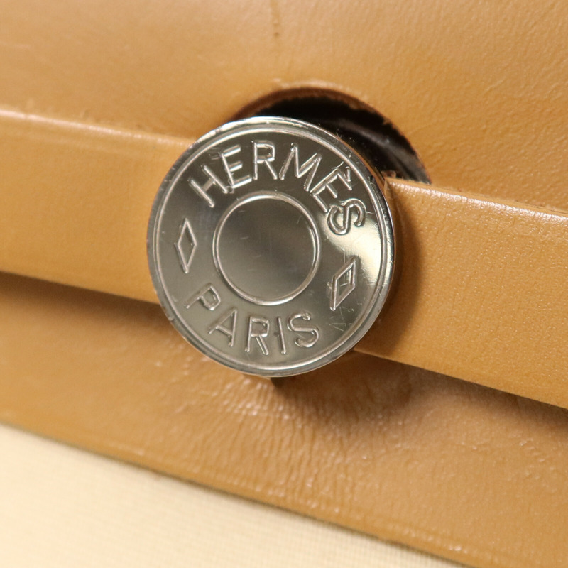 HERMES 帆布Herbag PM手挽肩背兩用袋Gold/Vanille-5
