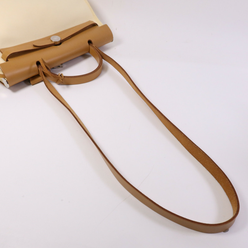 HERMES 帆布Herbag PM手挽肩背兩用袋Gold/Vanille-8