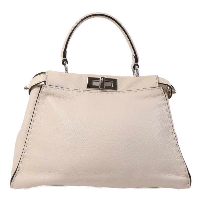 FENDI 牛皮皮革Peekaboo Medium銀扣肩背袋-1