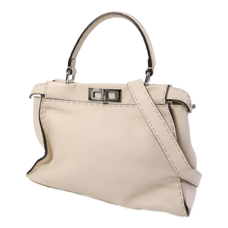 FENDI 牛皮皮革Peekaboo Medium銀扣肩背袋-2