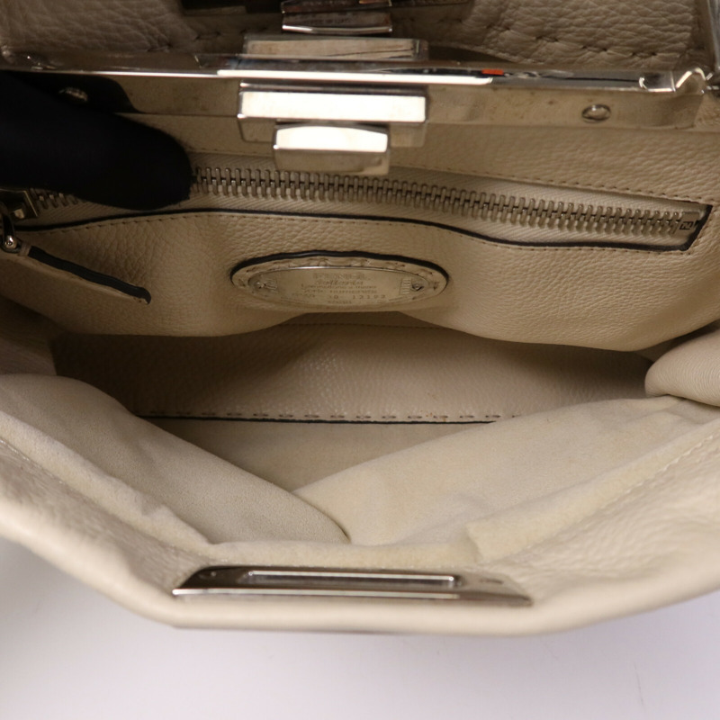 FENDI 牛皮皮革Peekaboo Medium銀扣肩背袋-5