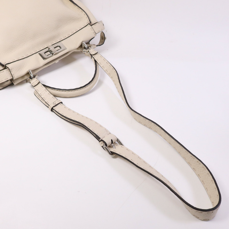 FENDI 牛皮皮革Peekaboo Medium銀扣肩背袋-7