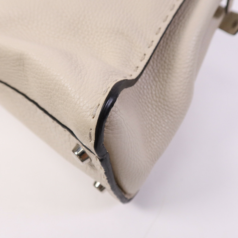 FENDI 牛皮皮革Peekaboo Medium銀扣肩背袋-9