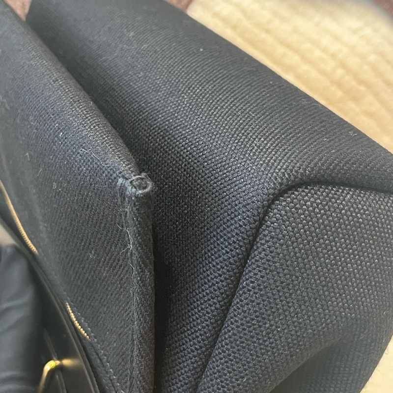 Hermes愛馬仕 Herbag 20 黑金帆布手提單肩包 K刻-7