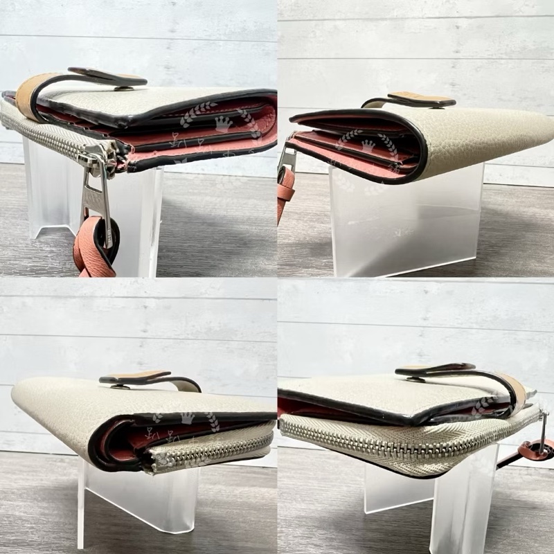 ~~趴趴小舖~~正品極新LOEWE基本款拼色短夾(配件齊全)2602246386-4