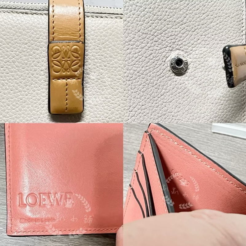 ~~趴趴小舖~~正品極新LOEWE基本款拼色短夾(配件齊全)2602246386-6