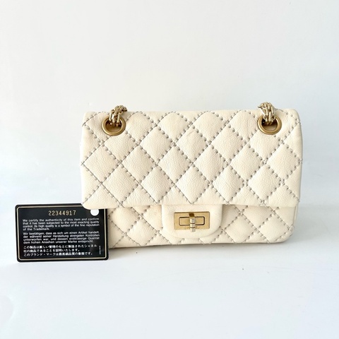 Chanel 香奈兒 外縫線奶白色2.55 mini 22開 20 *13*7cm